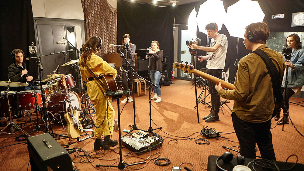 Fordham students film Bailen in the live studio