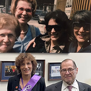 UKNY host Kara Manning, with her (l-r) grandmother, aunt, and mom, and with Rep. Jerry Nadler at the 2024 AIM Advocacy Conference